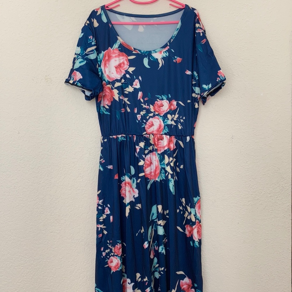Blue maxi floral dress